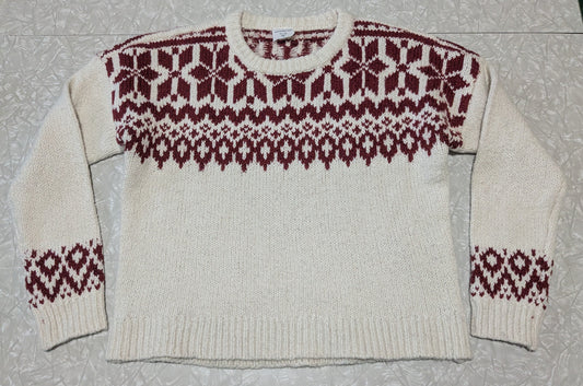 #61 Abercrombie Girls 11/12 Fair Isle Red White Knit Sweater