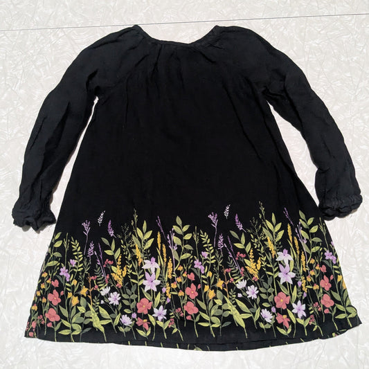 #61 Old Navy 3T Lightweight Long Sleeve Black Floral Dress