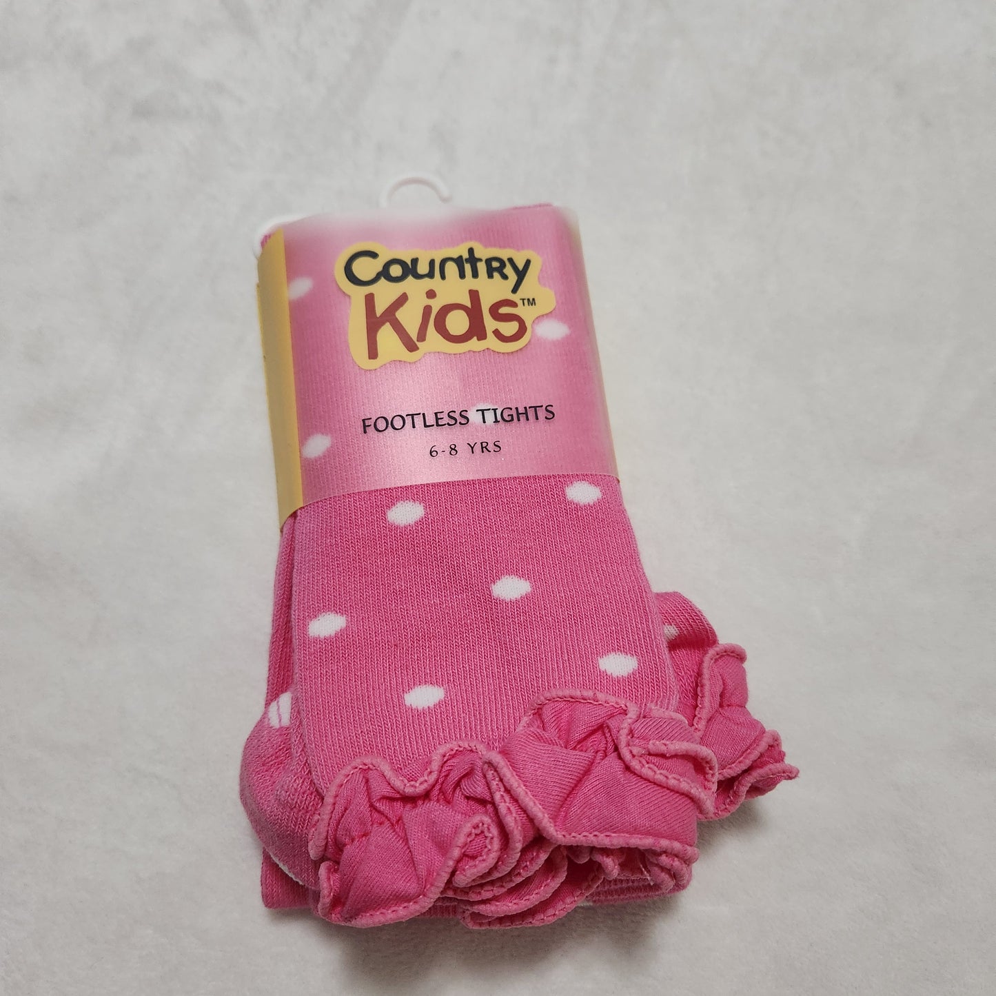 NWT Country Kids 6-8 Pink Polka Dot Footless Tights