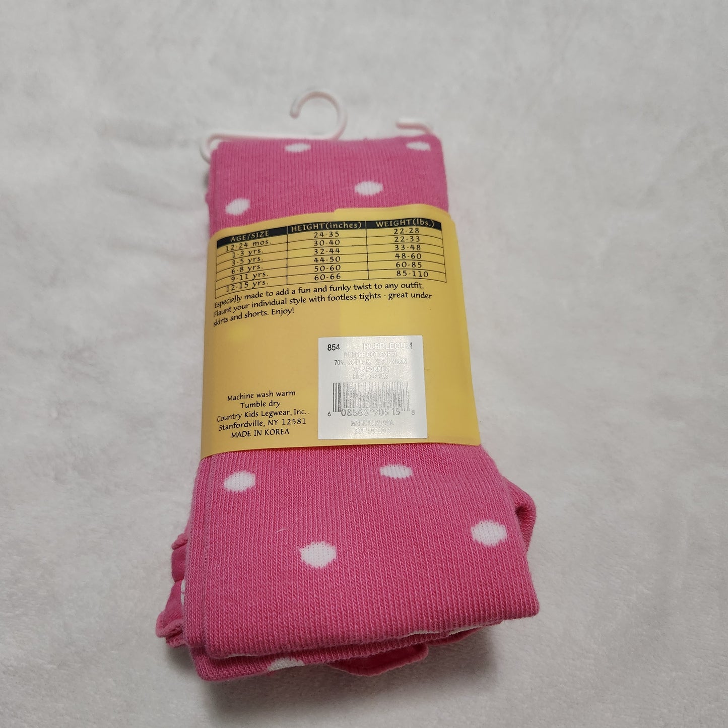 NWT Country Kids 6-8 Pink Polka Dot Footless Tights