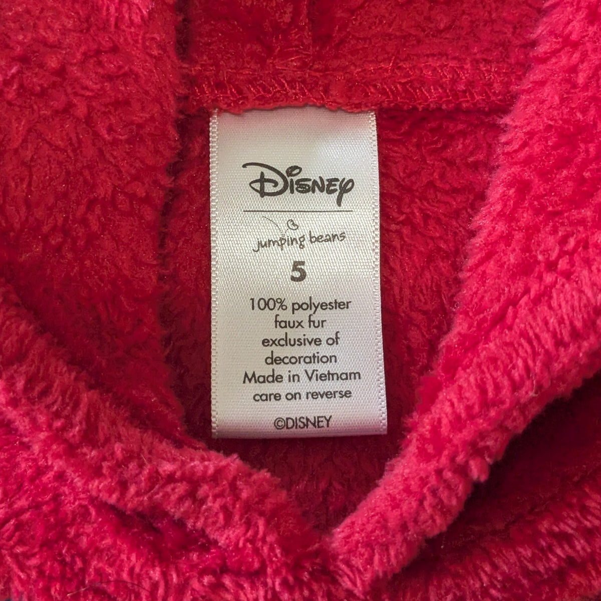 #61 Disney Girls 5 Red Fleece Minnie Mouse Hoodie