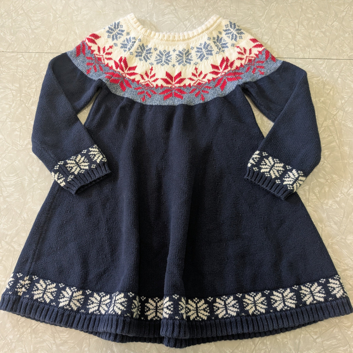 #61 Hanna Andersson Winter Navy Blue Sweater Dress Sz 110 (Girls 5)
