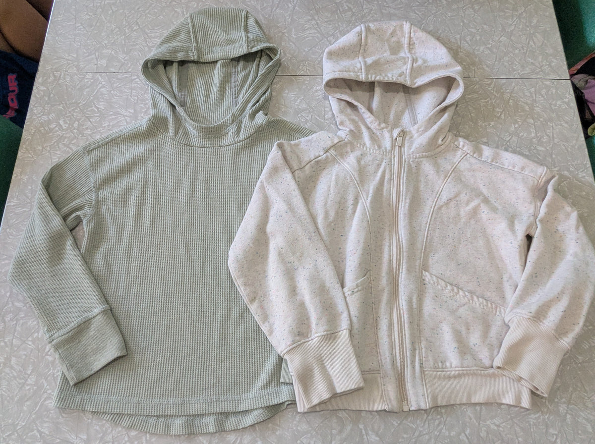 #61 All in Motion Girls XS 4/5 Waffle Knit Top & Full Zip Hoodie Sweatshirt