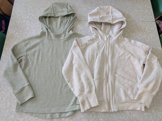 #61 All in Motion Girls XS 4/5 Waffle Knit Top & Full Zip Hoodie Sweatshirt