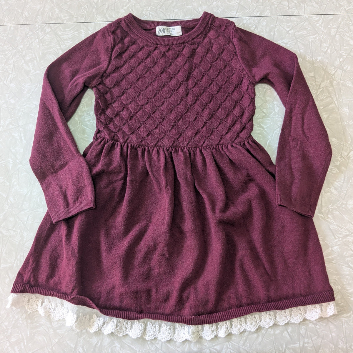 #61 H&M Girls 4-6 Red Lace Sweater Dress