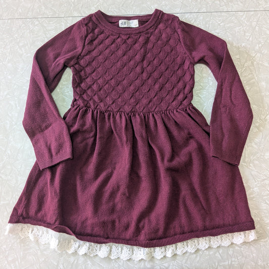#61 H&M Girls 4-6 Red Lace Sweater Dress