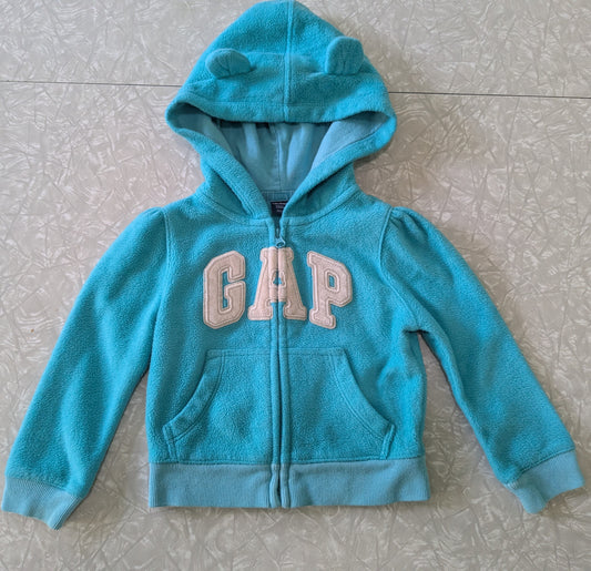 #61 Baby Gap 2T Full Zip Fleece Hoodie Jacket Teal Blue
