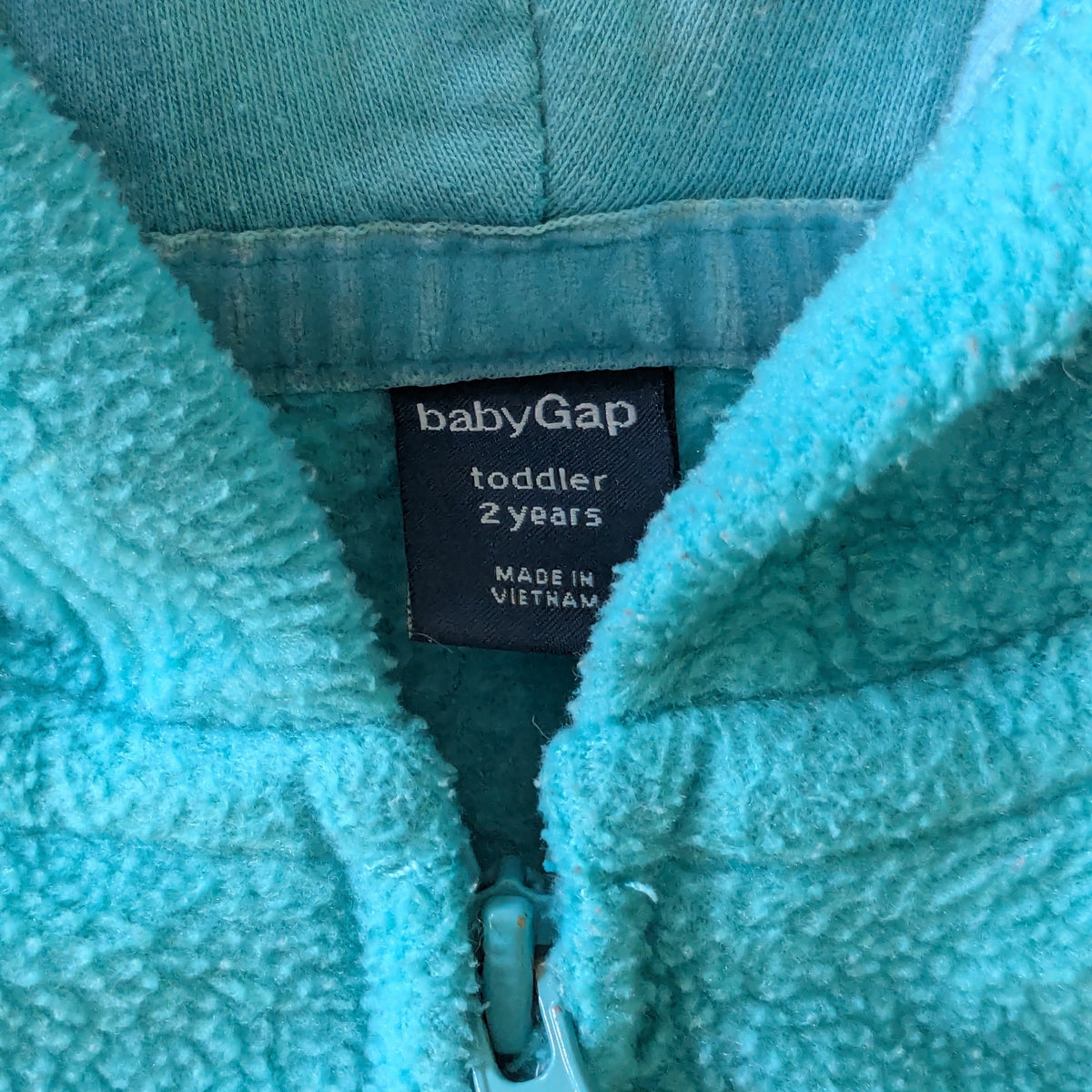 #61 Baby Gap 2T Full Zip Fleece Hoodie Jacket Teal Blue