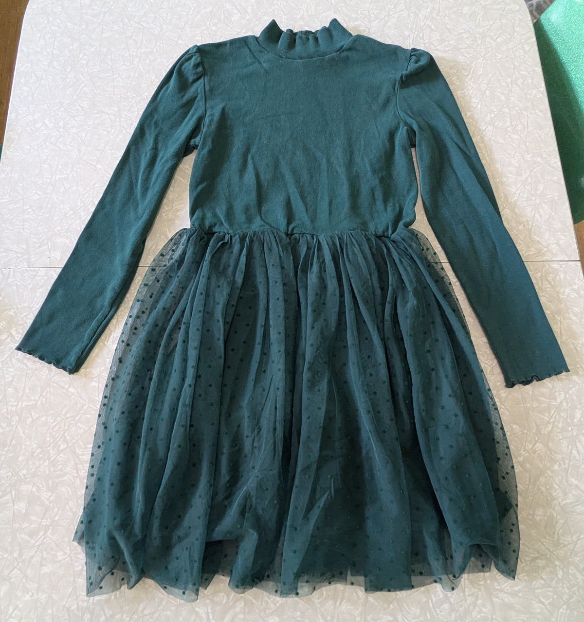 #61 Gap Kids XXL (14/16) Forest Green Dot Dress