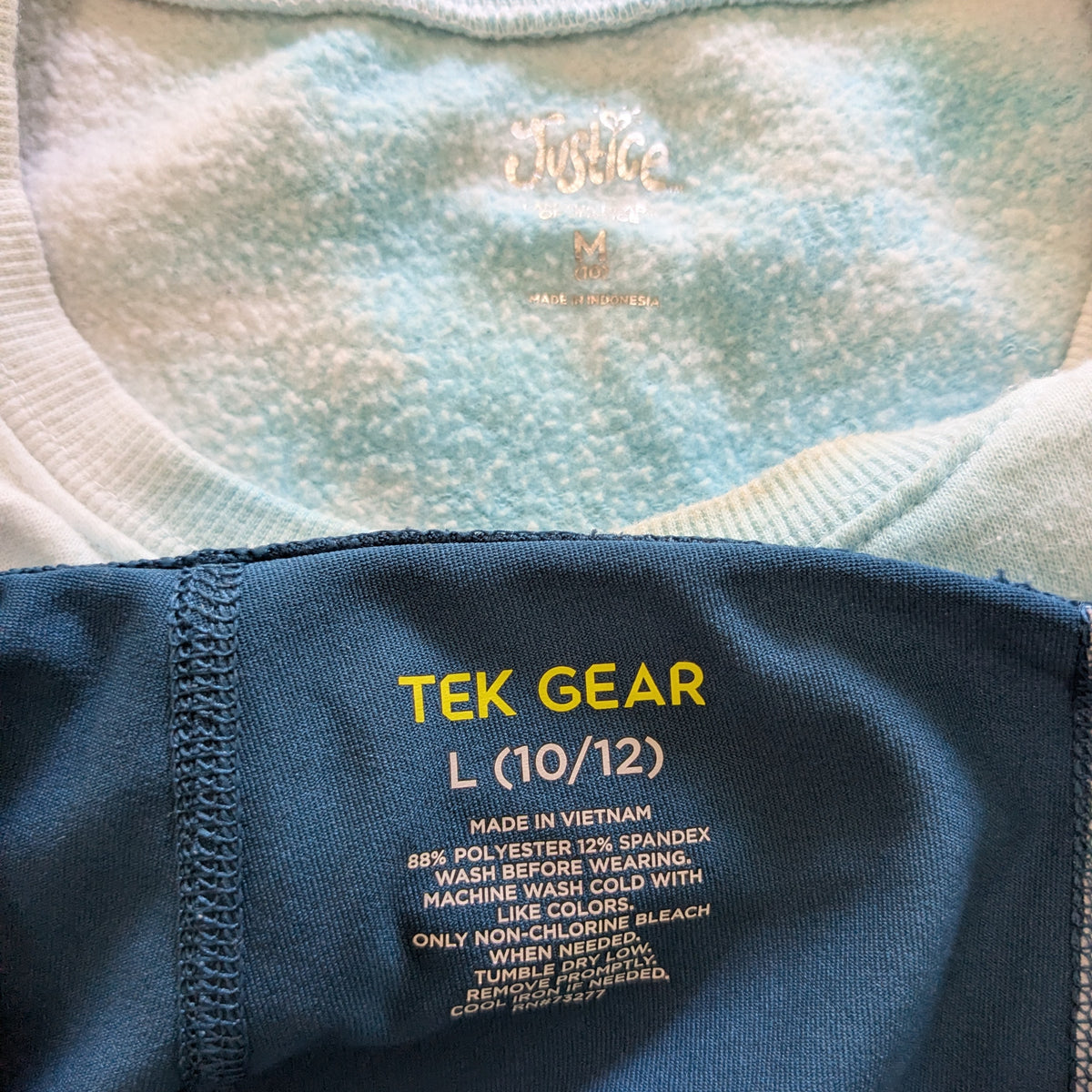 #61 Justice Crop Sweatshirt (10) & Tek Gear Leggings (10/12)