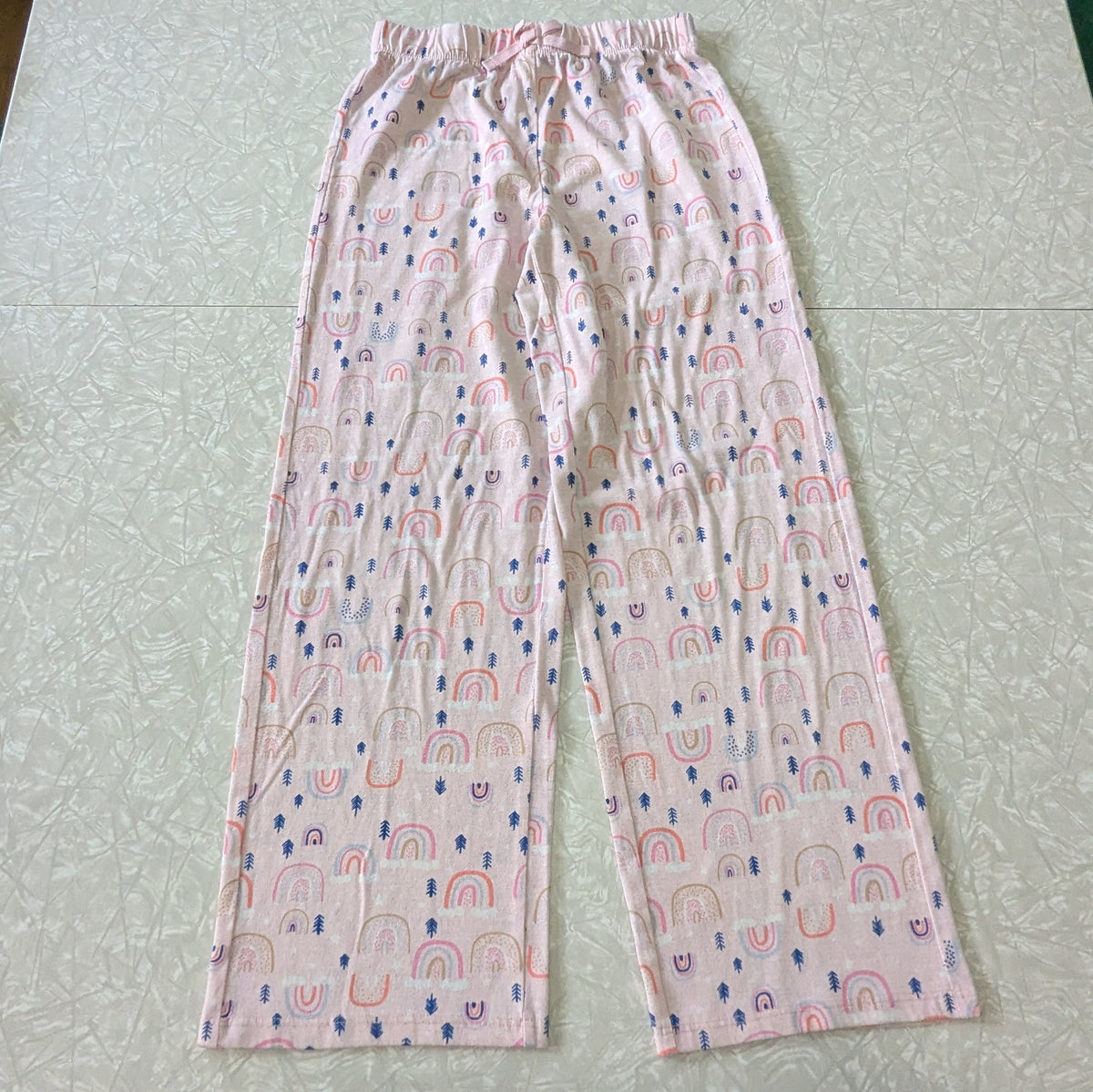 Eddie Bauer Girls 10/12 Lightweight Pajama Pants Pink Rainbow