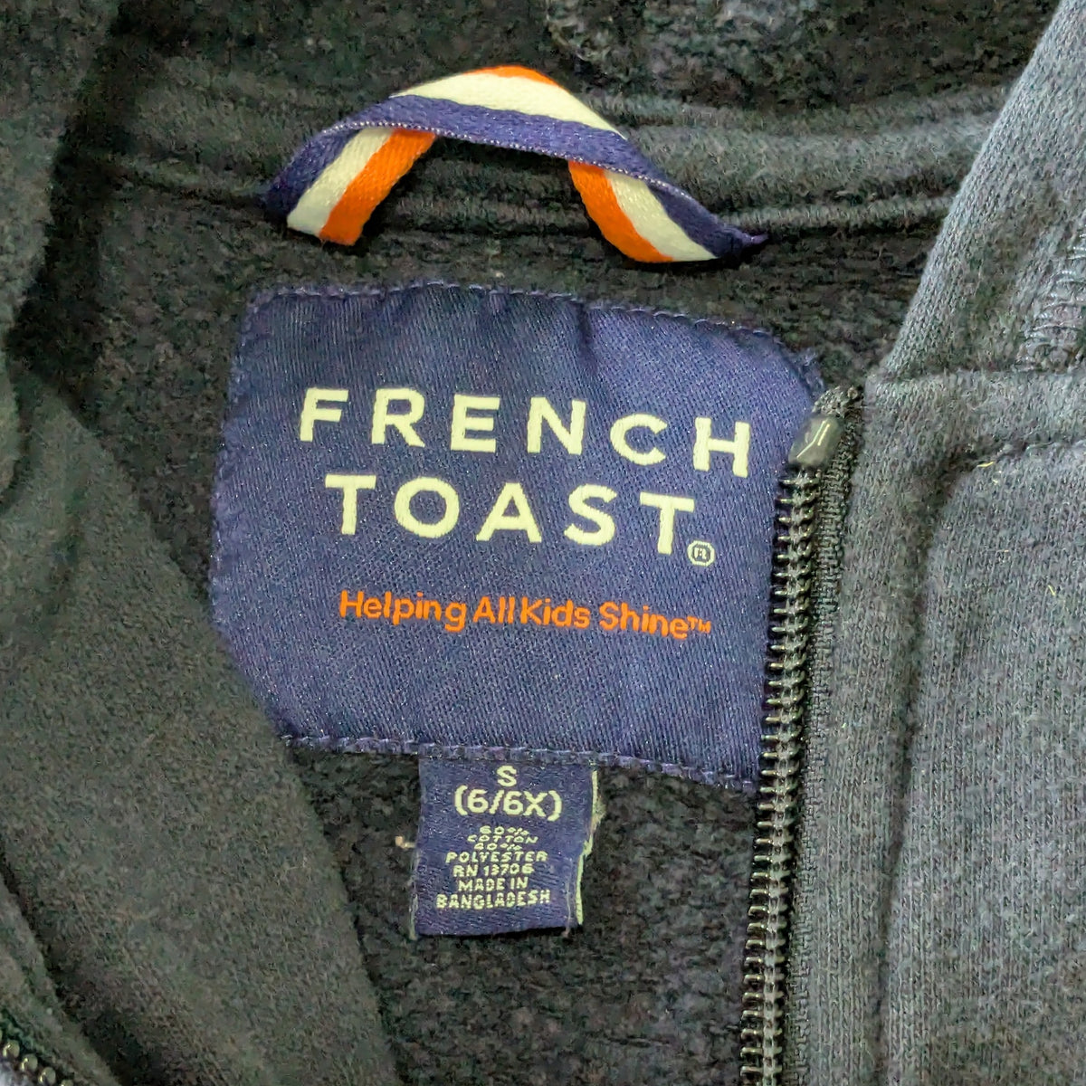 #61 Girls 6 French Toast Navy Blue School Uniform Zip Hoodie