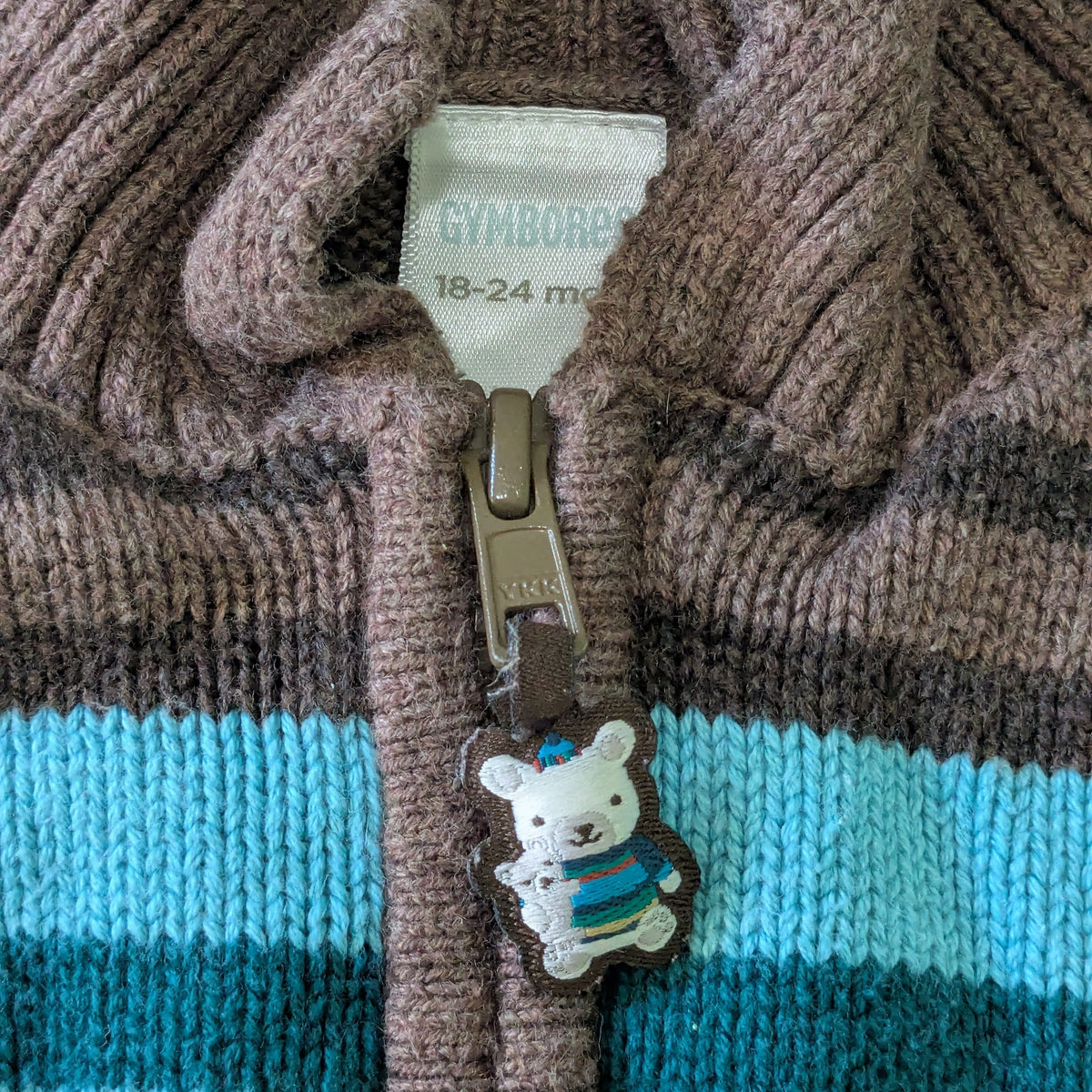 #61 Gymboree 18-24mo Brown Rainbow Stripe Full Zip Sweater