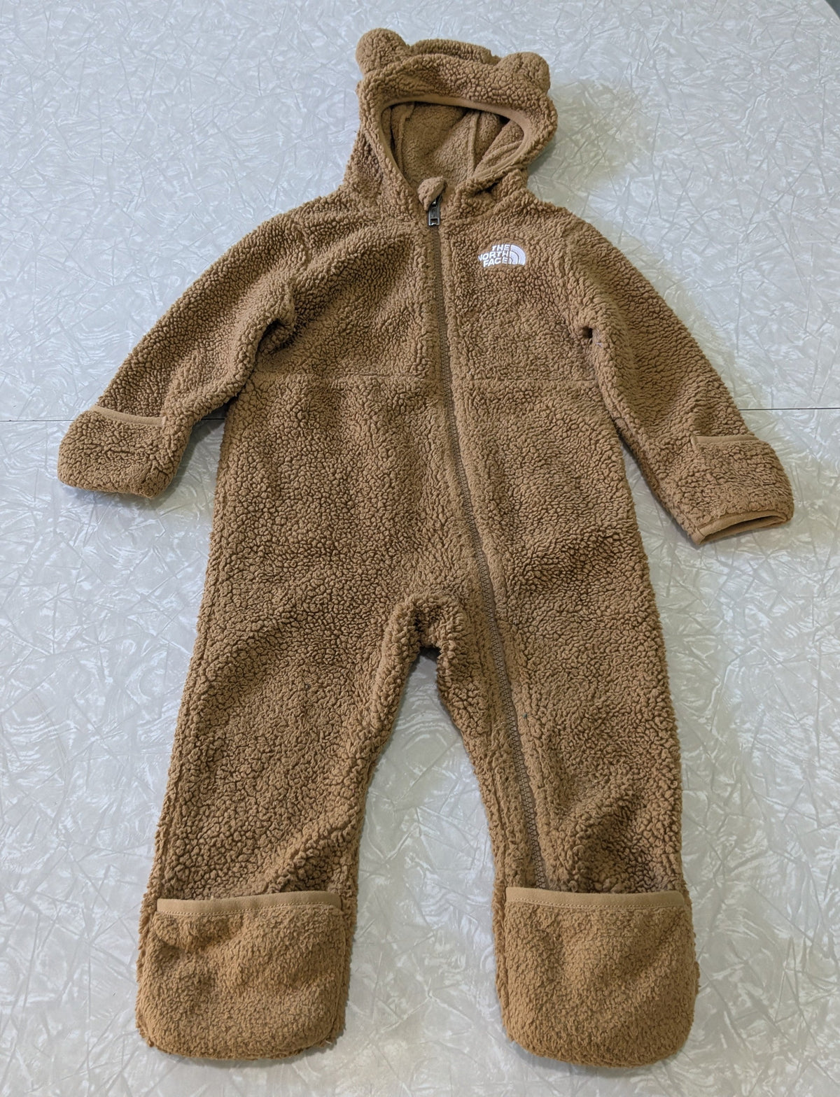 #61 North Face 12-18m Campshire One Piece Sherpa Brown Bear Zip Outerwear