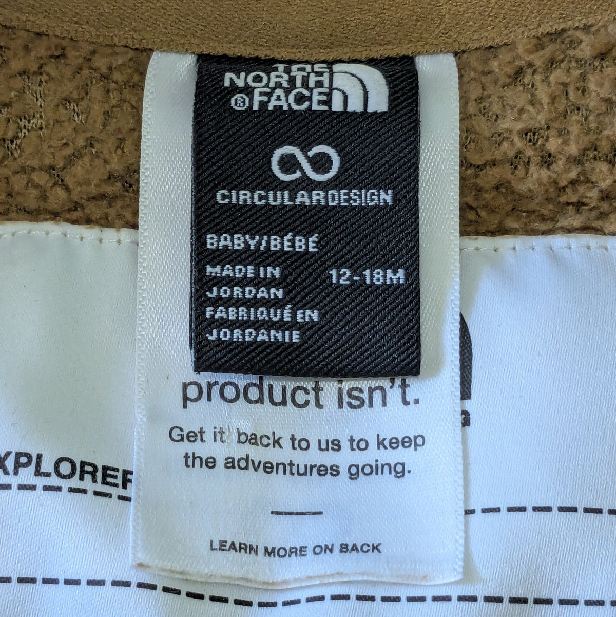 #61 North Face 12-18m Campshire One Piece Sherpa Brown Bear Zip Outerwear