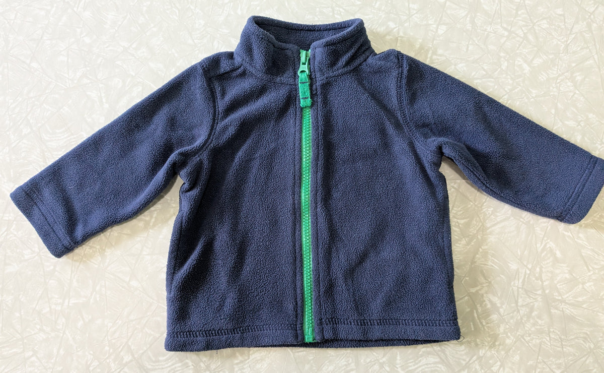 #61 Carter's 9mo Navy & Green Fleece Jacket