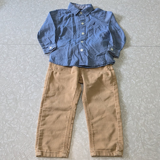 #61 2T Nautica Button Down + Cat & Jack Khaki Jeans