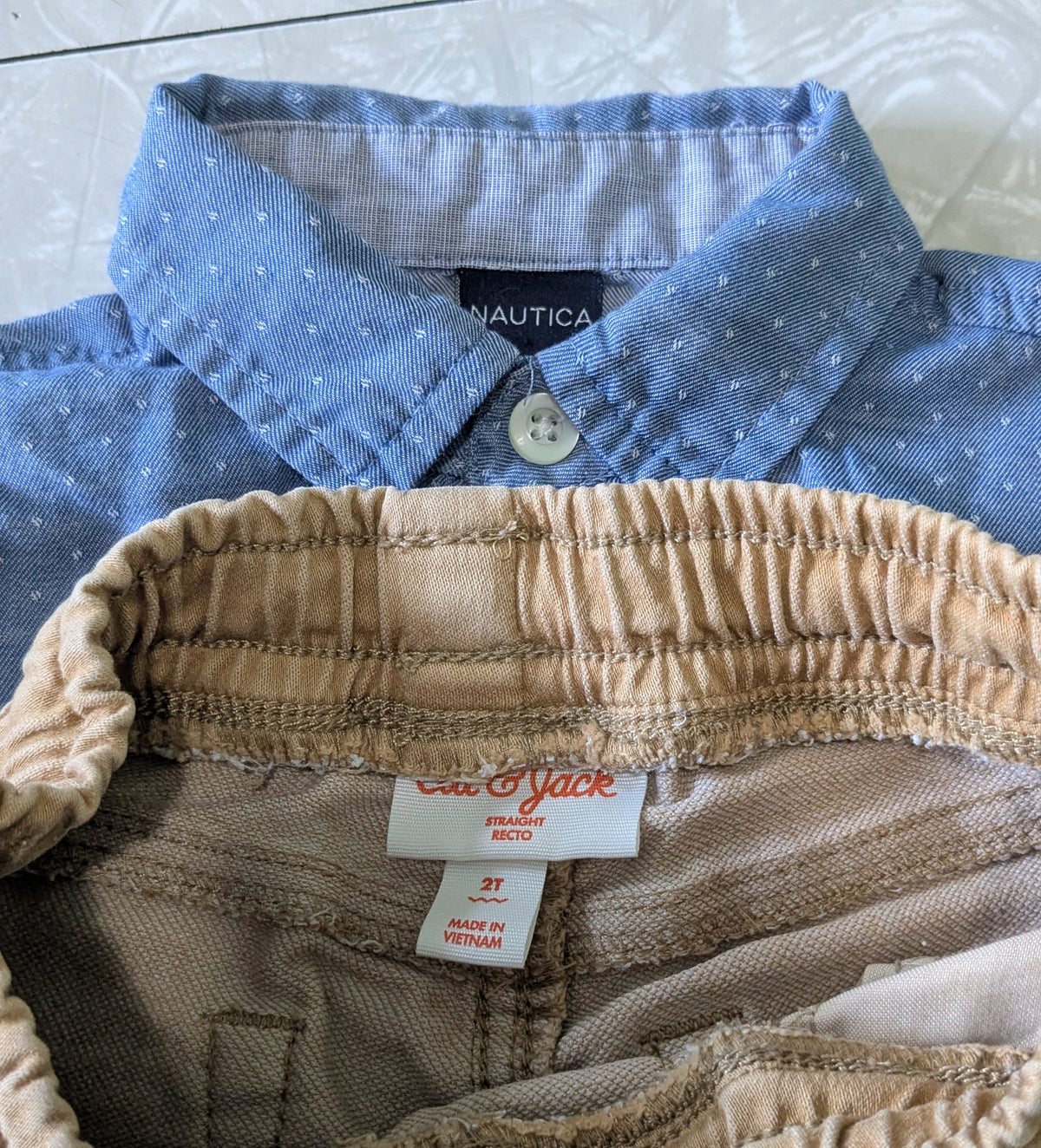 #61 2T Nautica Button Down + Cat & Jack Khaki Jeans