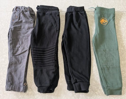 #61 Bundle 3T Pants - Black Sweatpants Joggers, Jurassic Park Dino, Gray Chinos