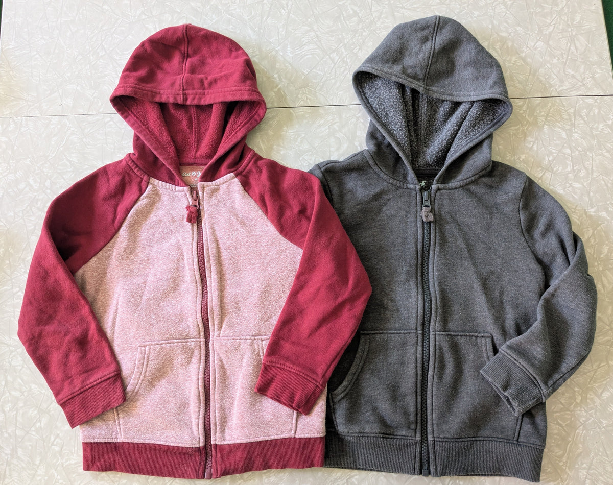 #61 Cat & Jack Full Zip Hoodies - Red & Gray