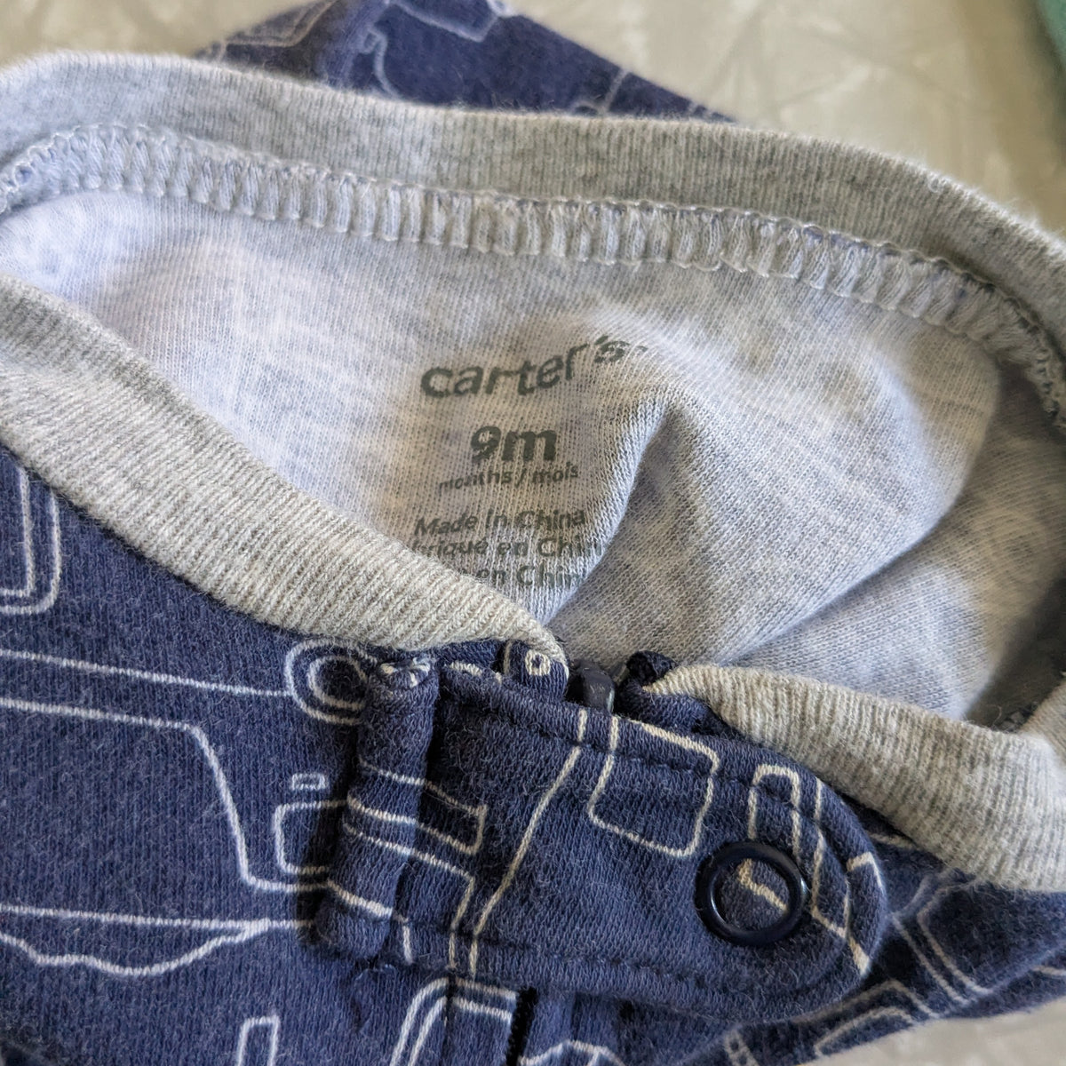 #61 Carter's 9mo Dogs and Diggers Cotton Sleepers