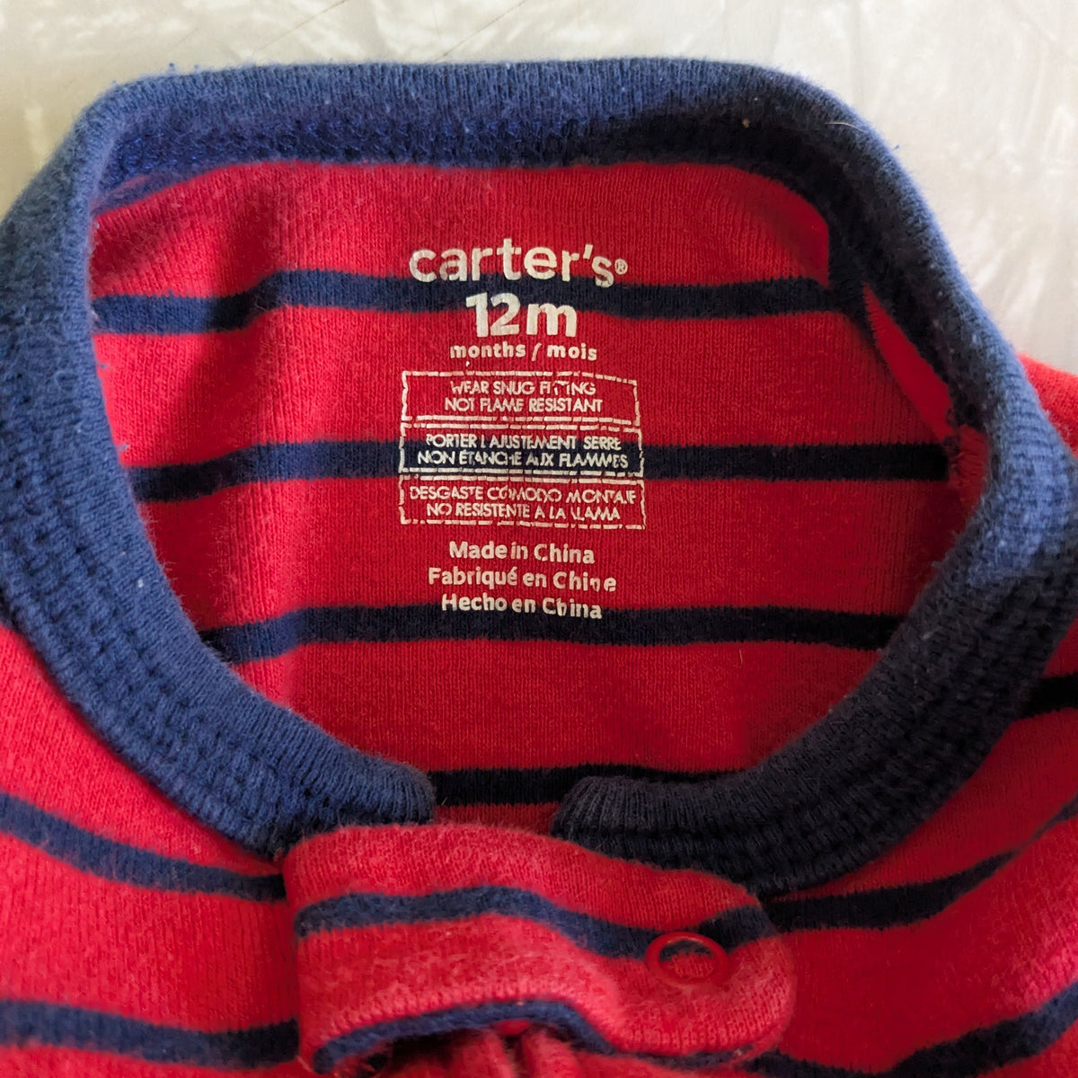 #61 Carter's 12mo Red Baseball Monster Sleeper