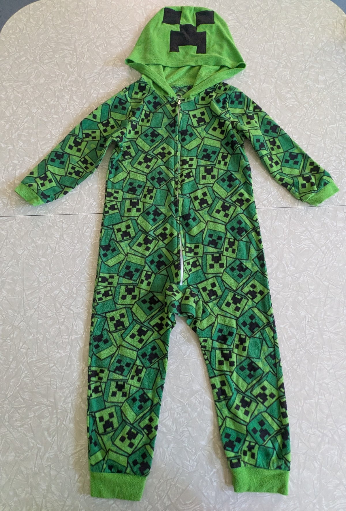 #61 Kids XS 4/5 Minecraft Creeper Pajama Sleeper One Piece