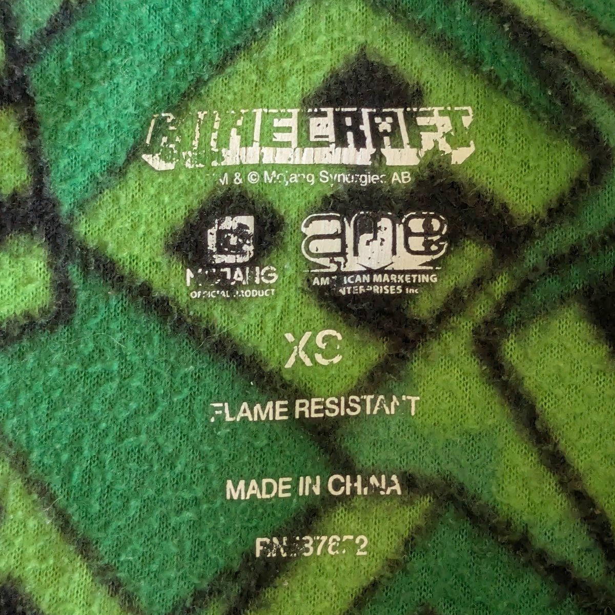 #61 Kids XS 4/5 Minecraft Creeper Pajama Sleeper One Piece