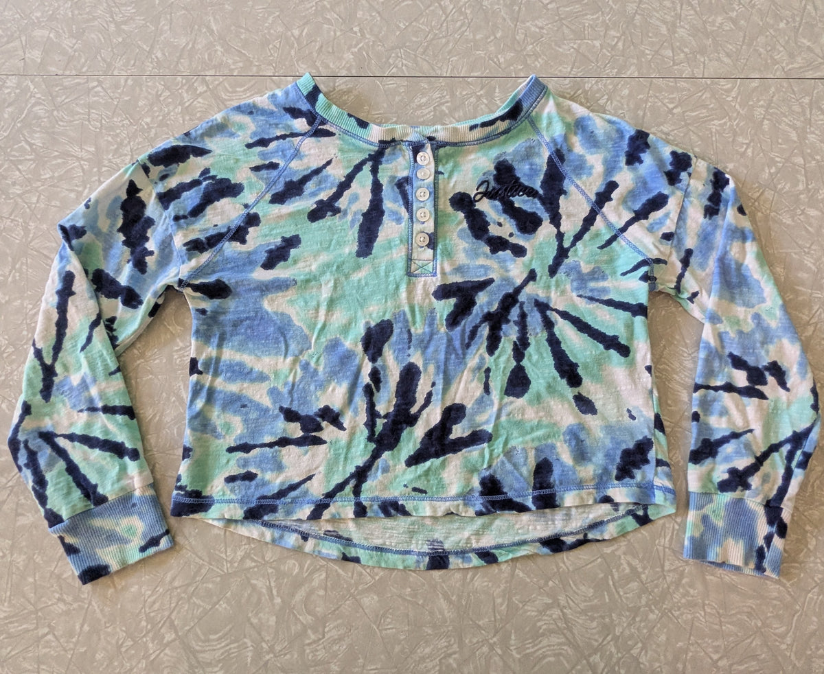 #61 Justice Girls S 7/8 Crop Tie Dye Shirt