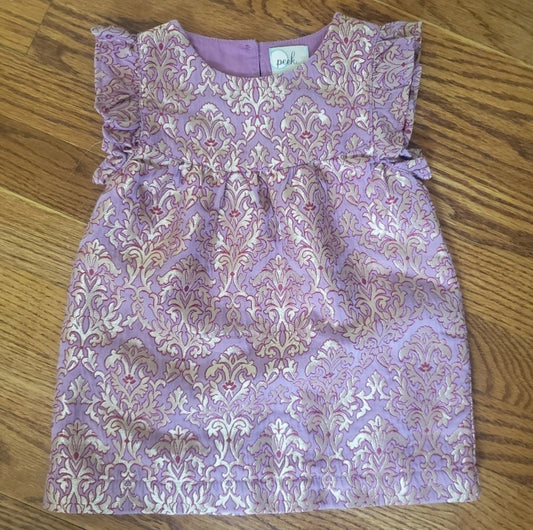 Peek 12-18 Mths Ruffle Shoulder Brocade Dress