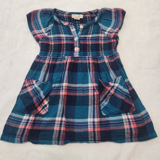 Peek 12-18 Mths Flannel Checkered Pocket Dress