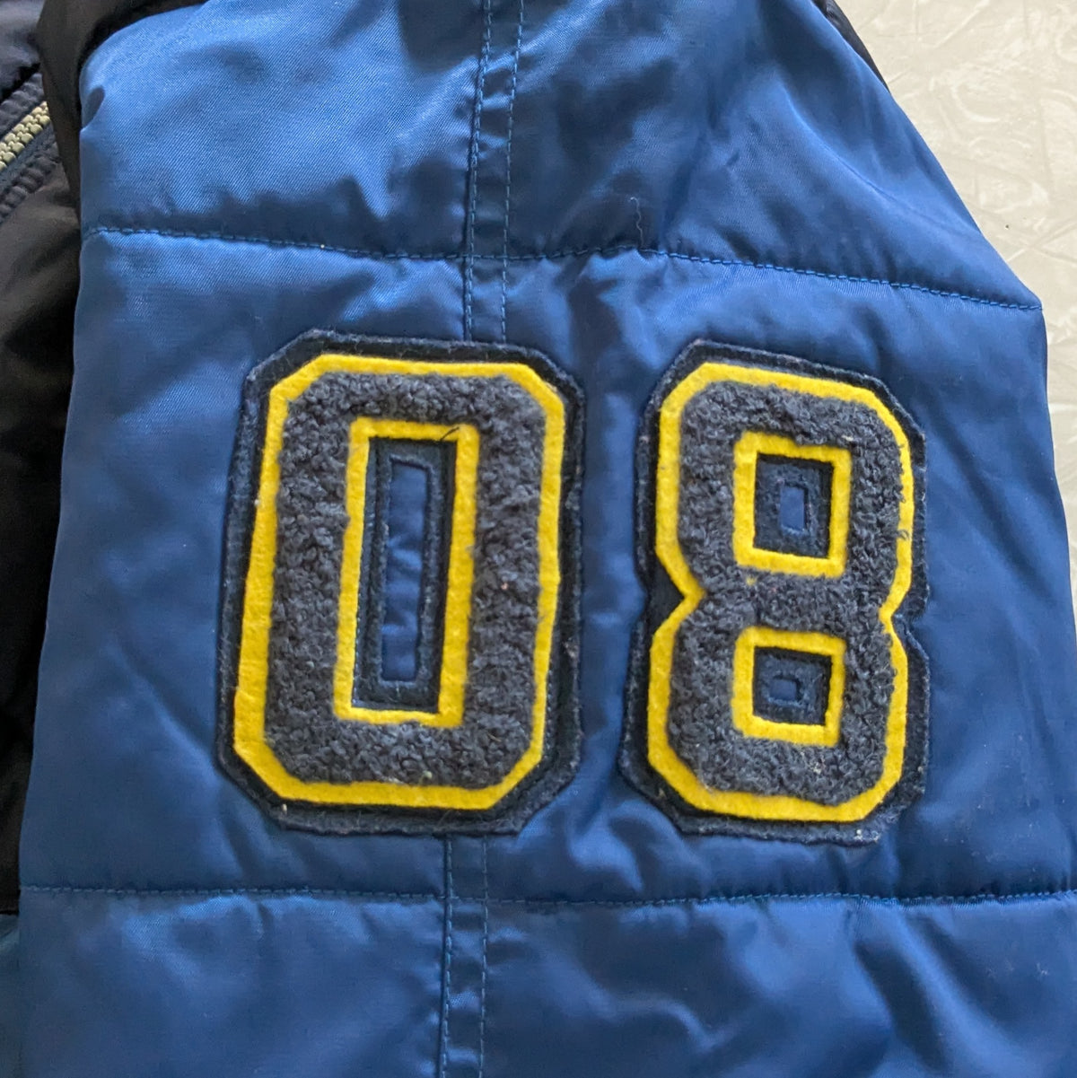 #61 Boys 12 Converse Varsity Bomber Jacket Navy Blue & Yellow