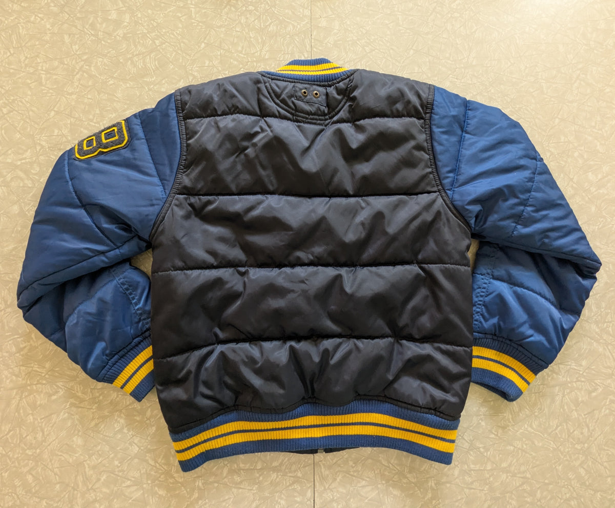 #61 Boys 12 Converse Varsity Bomber Jacket Navy Blue & Yellow