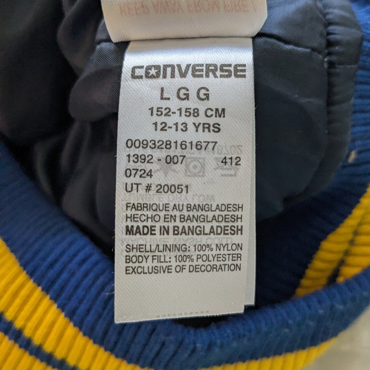 #61 Boys 12 Converse Varsity Bomber Jacket Navy Blue & Yellow