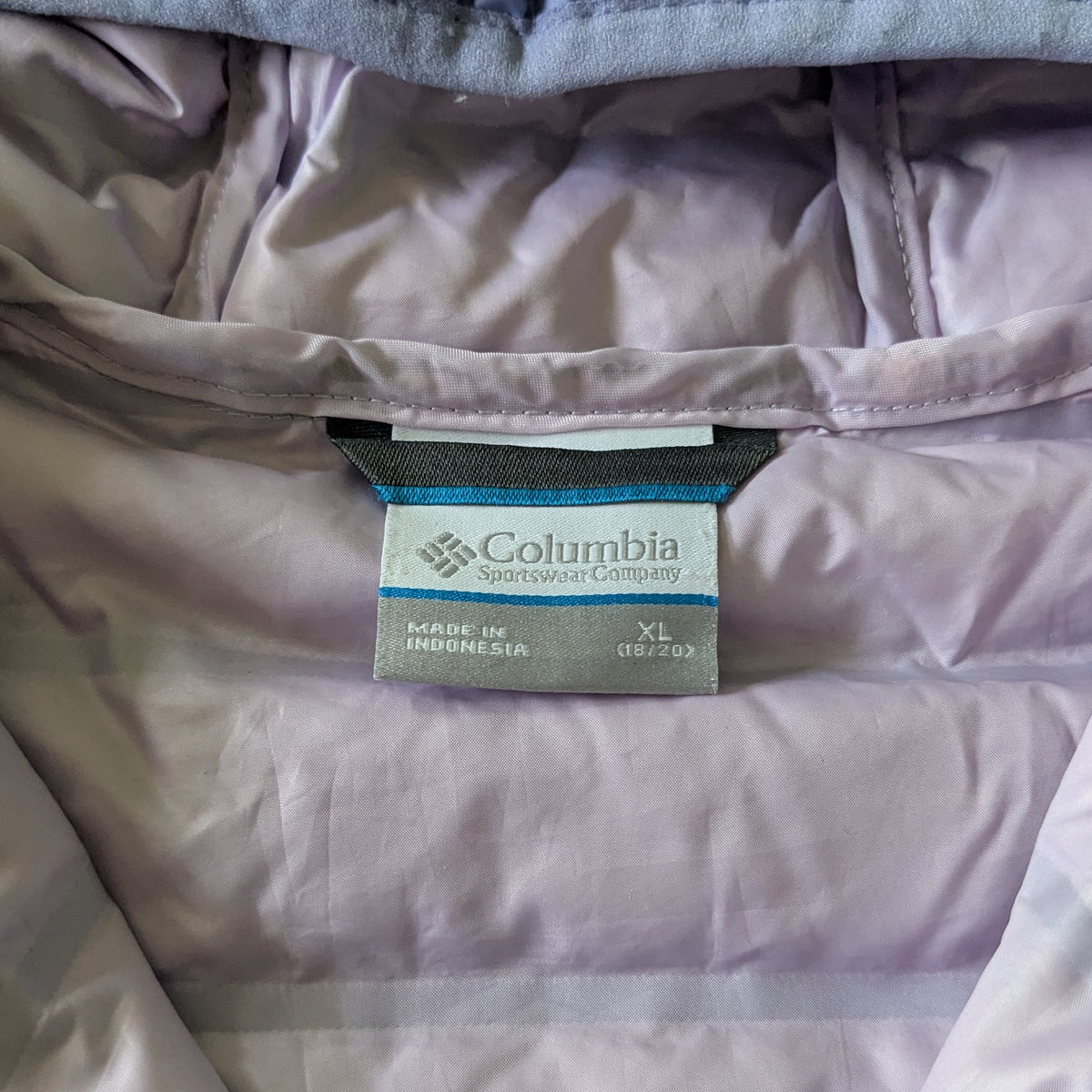 #61 Girls 18/20 Columbia Lavender Purple Lighter Weight Down Puffer Jacket
