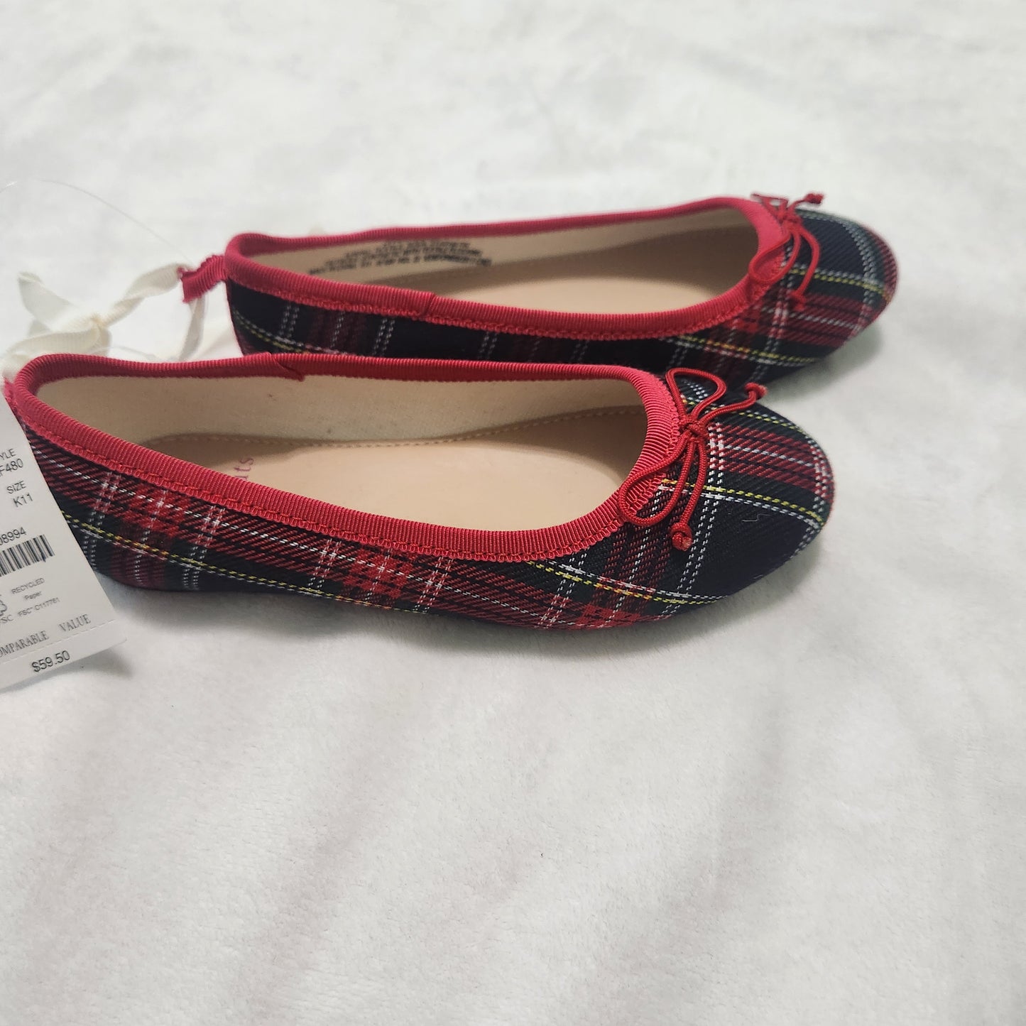 NWT Crewcuts Girls' 11 Tartan Plaid Ballet Flats