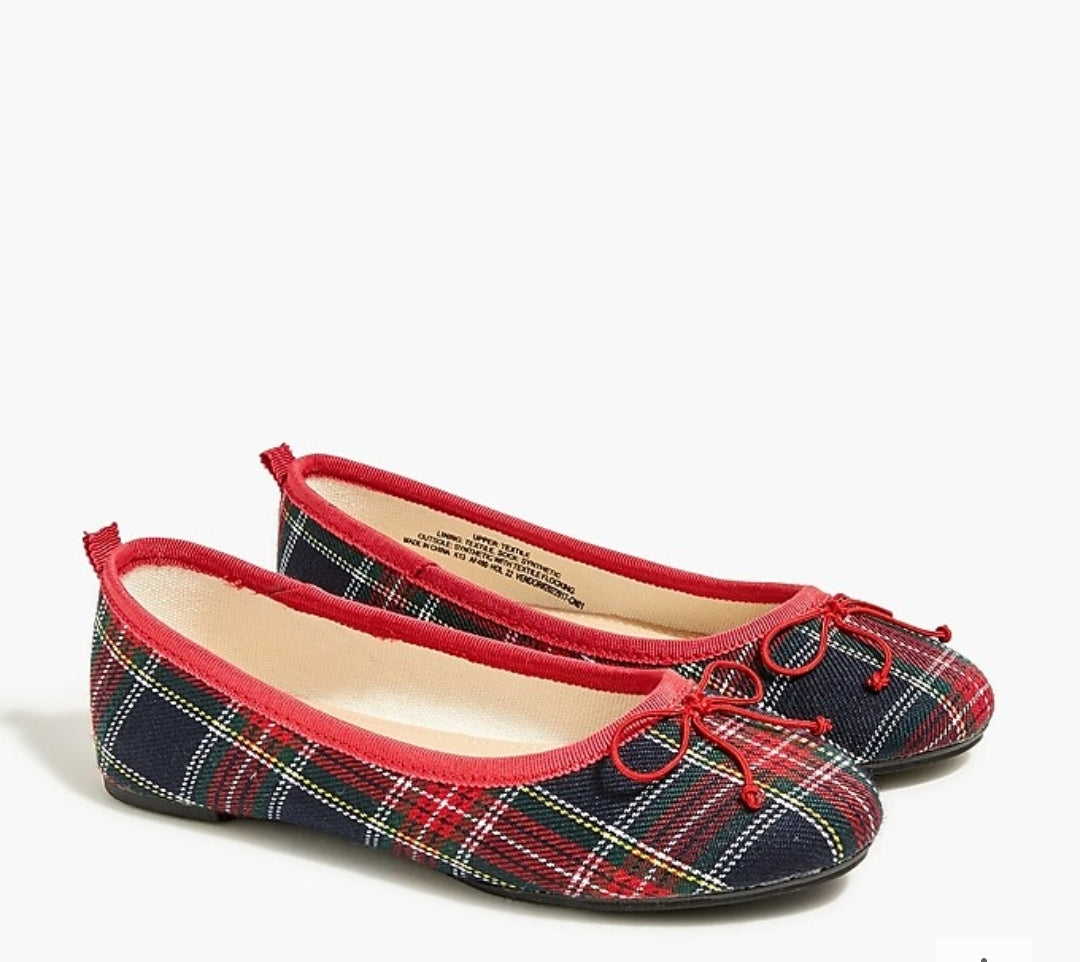 NWT Crewcuts Girls' 11 Tartan Plaid Ballet Flats