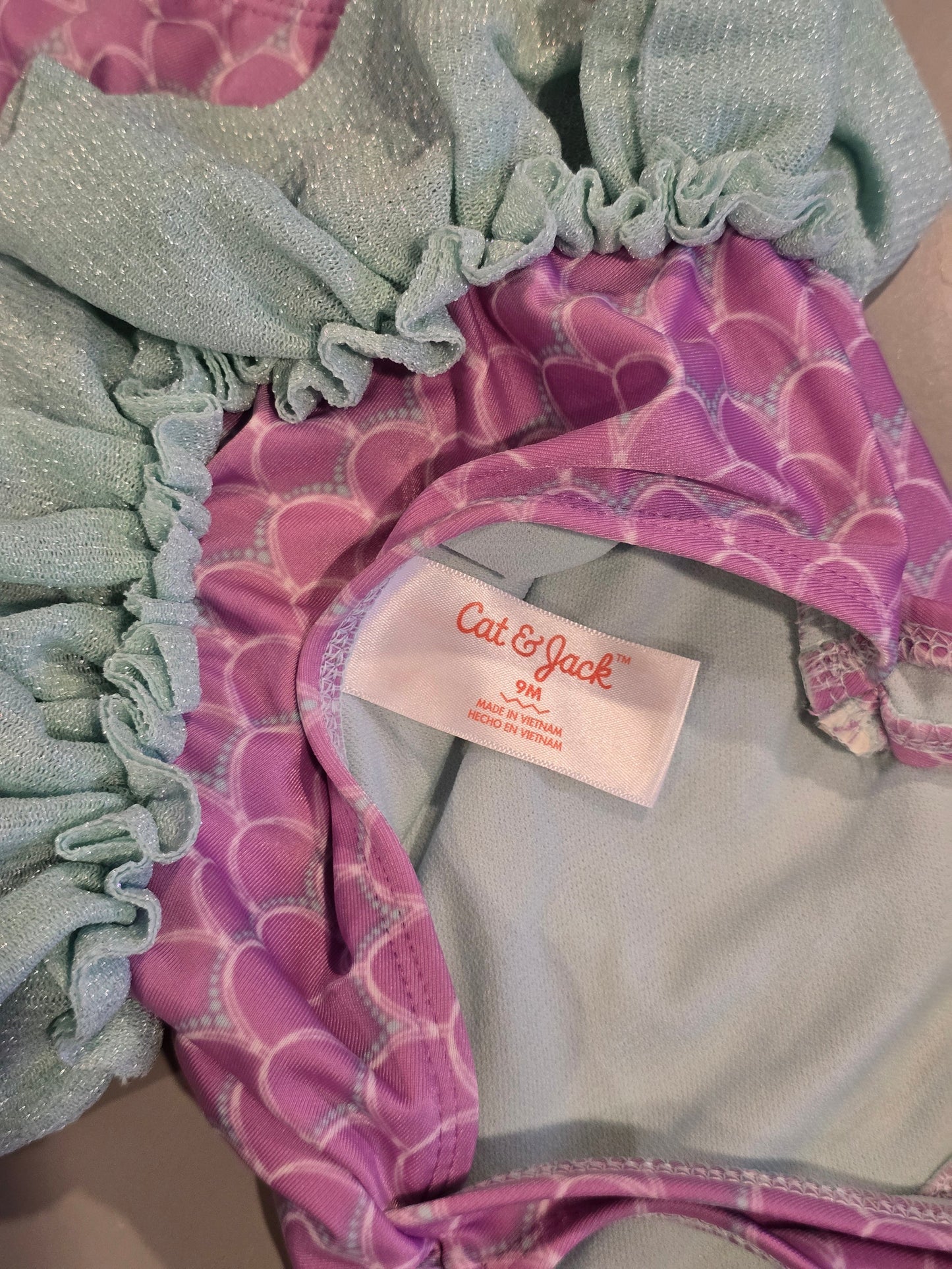#131 Cat & Jack mermaid swimsuit girls sz 9