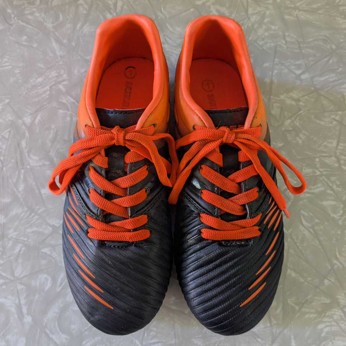 #61 Youth Size 1 Orange/Black Soccer Cleats