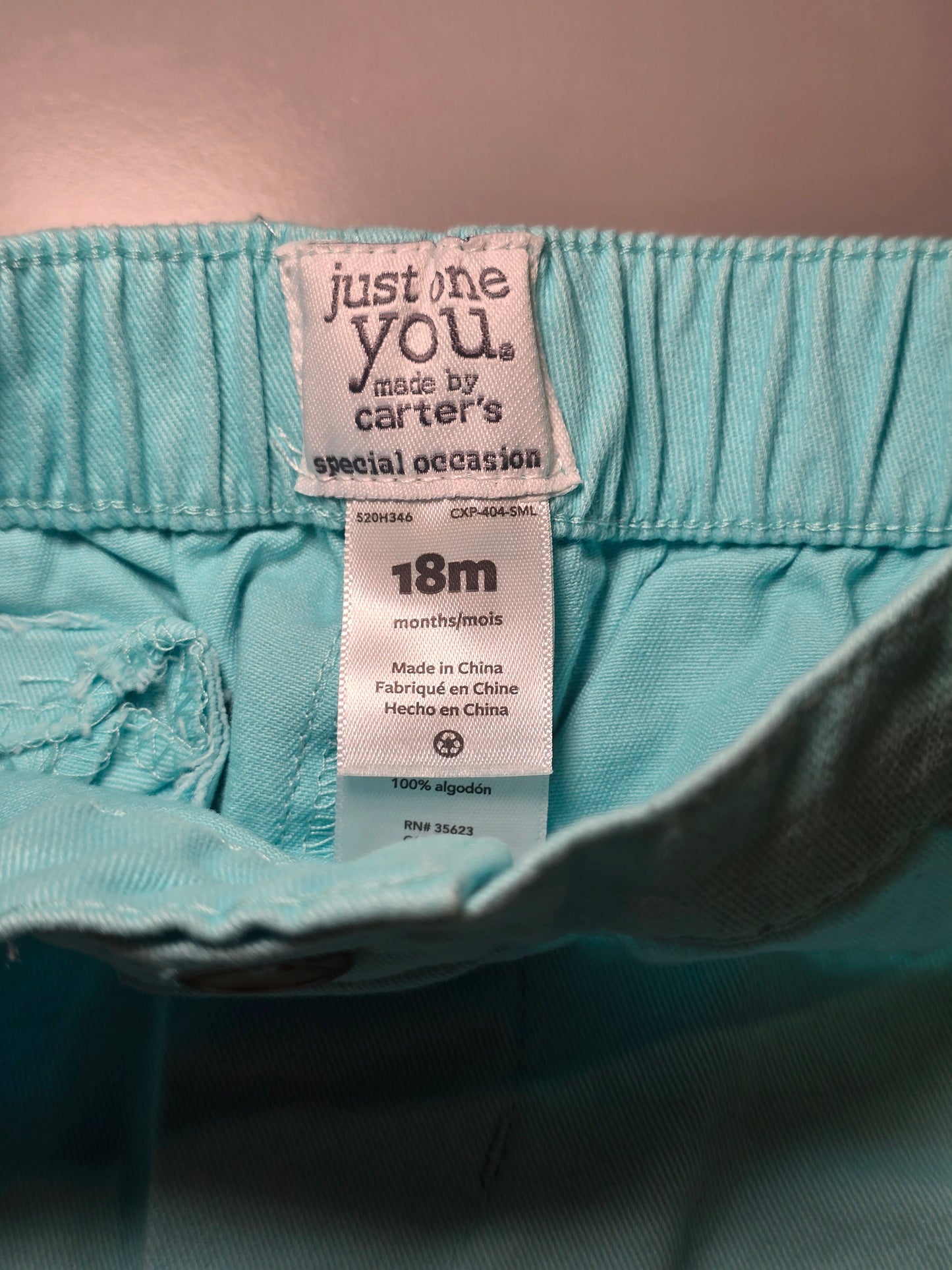#131 Carter's light teal dress chino pants boys size 18M