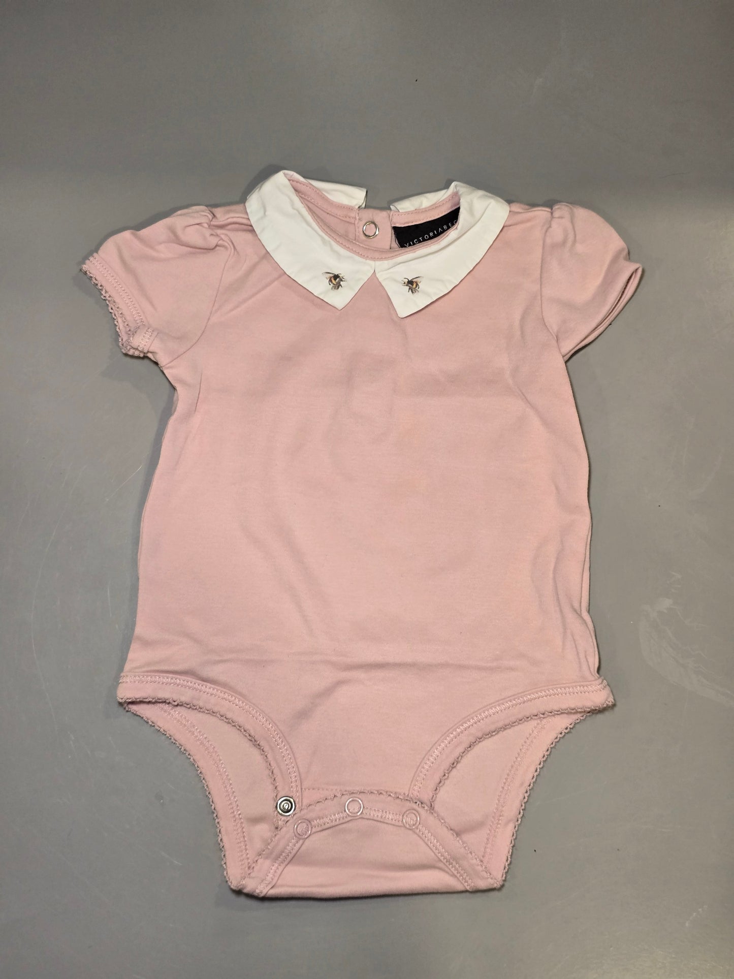 #131 Victoria Beckham for Target pink onesie bee collar girls sz 9M