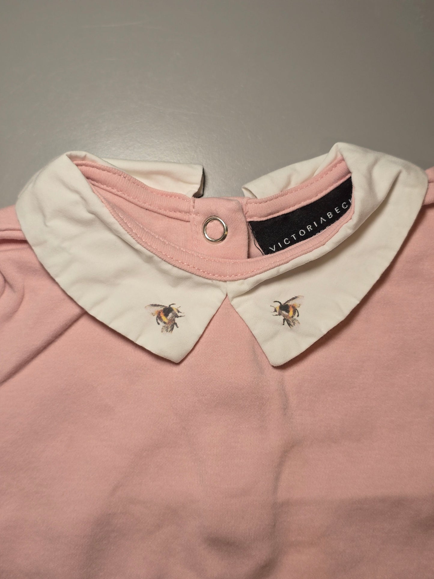 #131 Victoria Beckham for Target pink onesie bee collar girls sz 9M