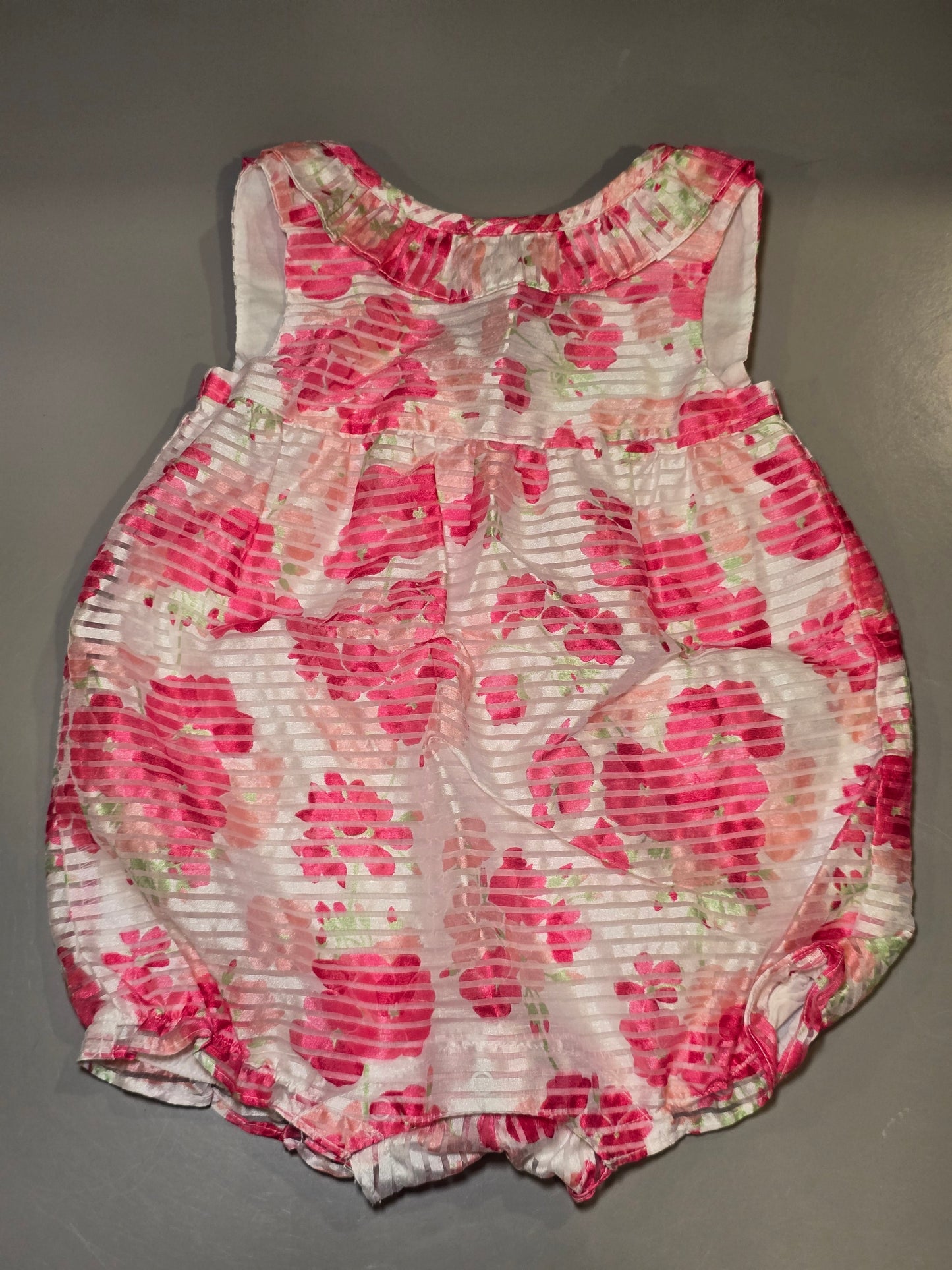 #131 Gymboree dressy floral Romper girls sz 6-12M