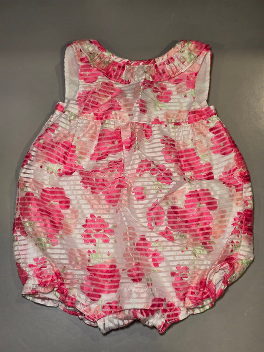 #131 Gymboree dressy floral Romper girls sz 6-12M