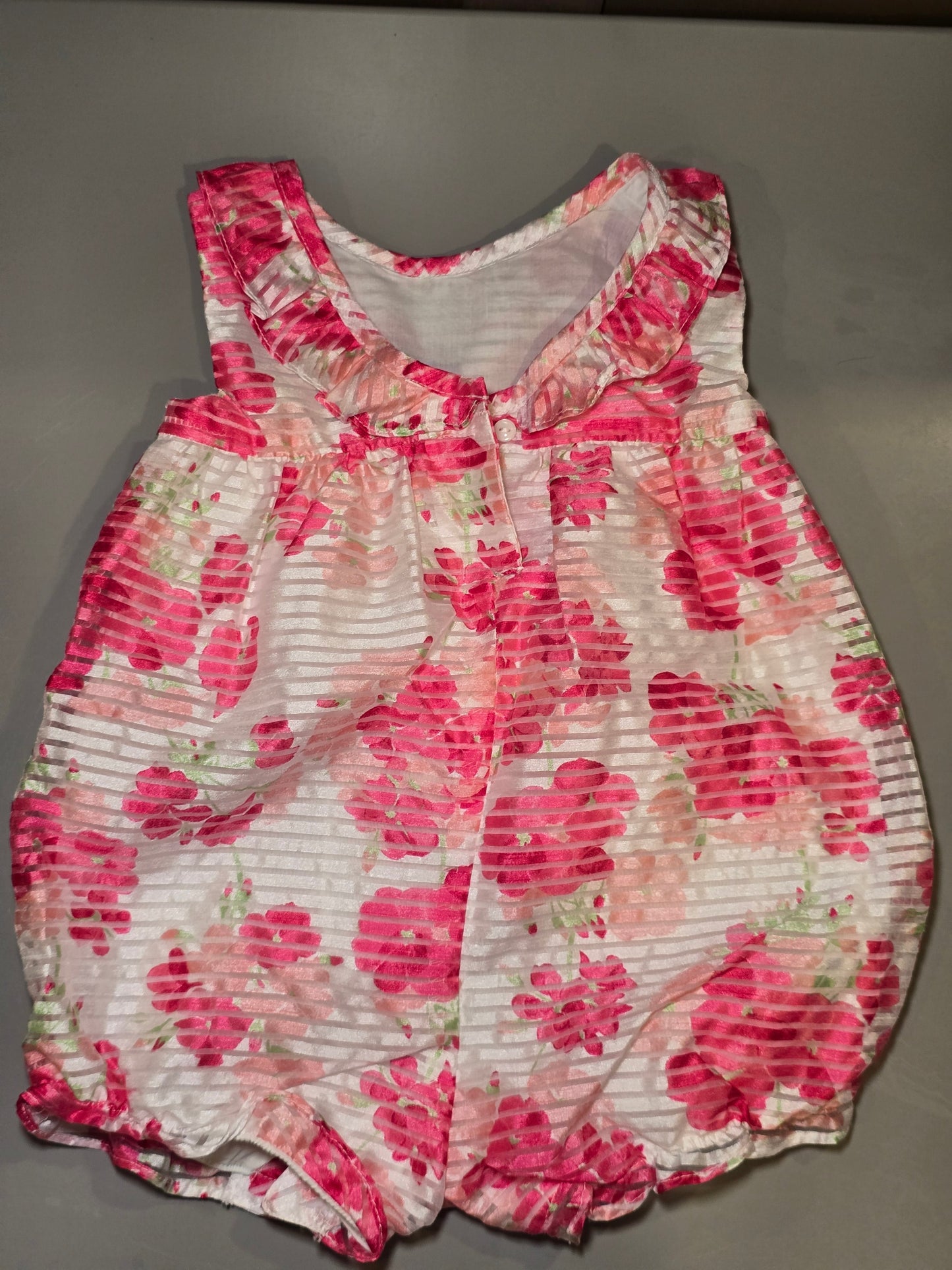 #131 Gymboree dressy floral Romper girls sz 6-12M