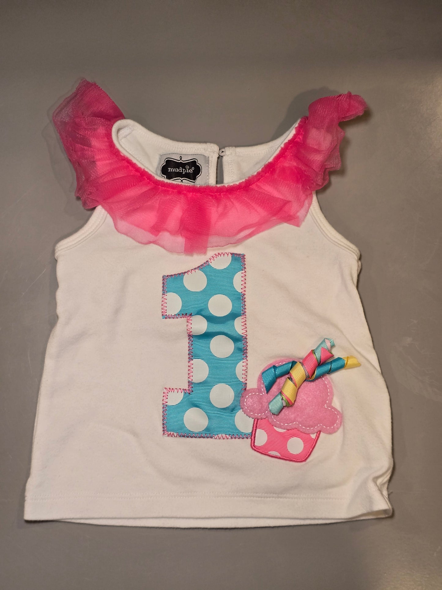 #131 Mud pie one year birthday tank girls sz 9-12M