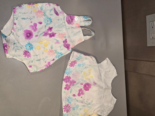 #131 Oshkosh floral Romper and shirt set girls sz 9M