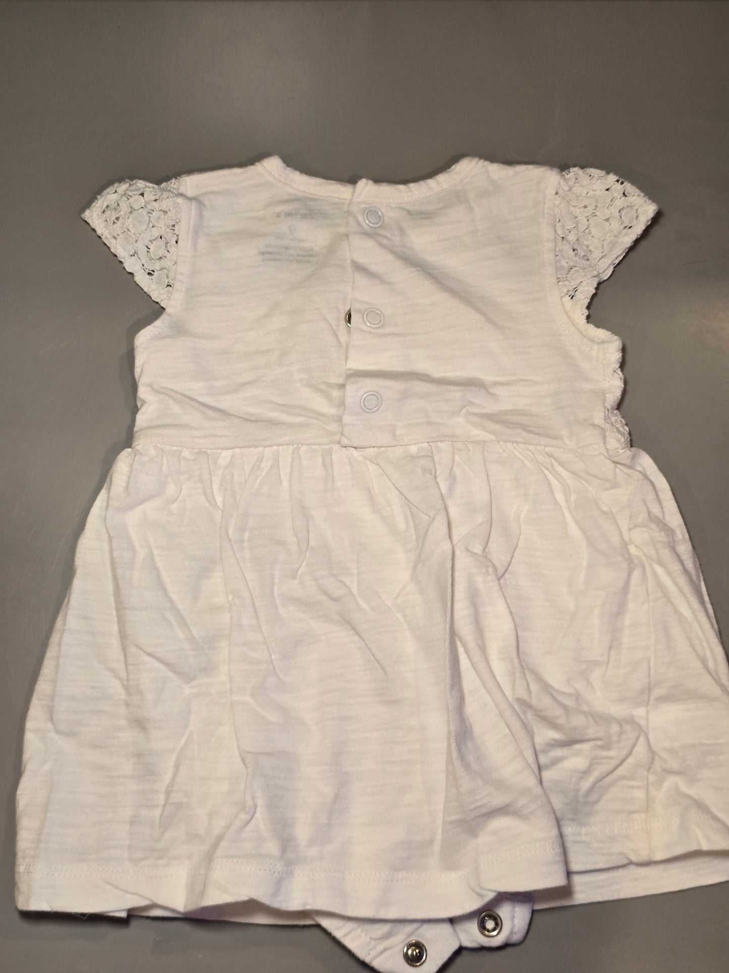 #131 Carter's lace top white dress onesie girls sz 9M