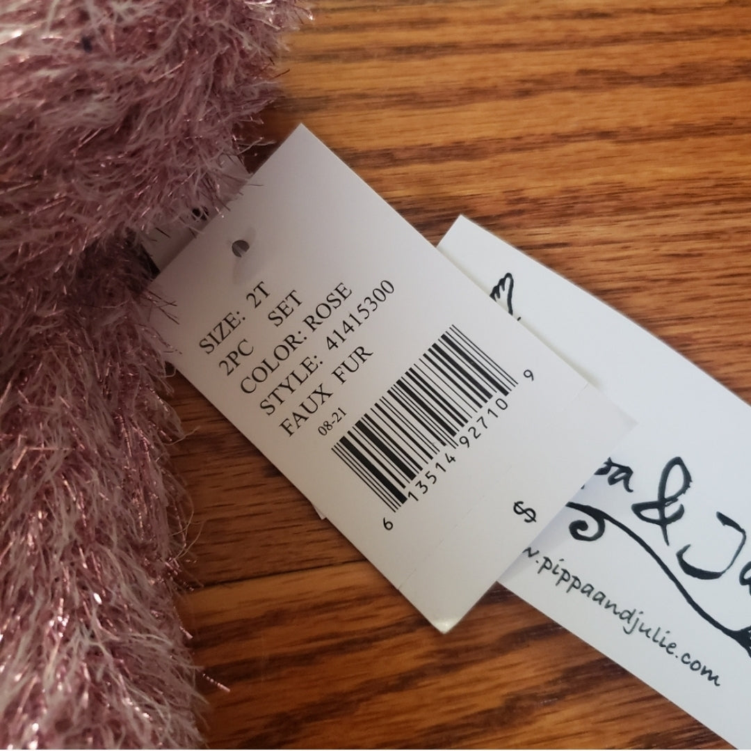 NWT Pippa & Julie 2T Faux Fur Sweatshirt Leggings