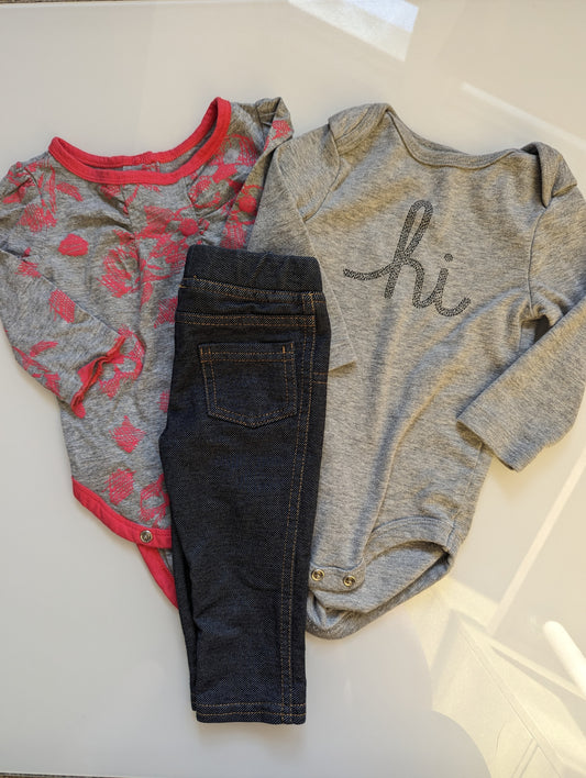 Girls 3-6m Onesie and Jeans Set